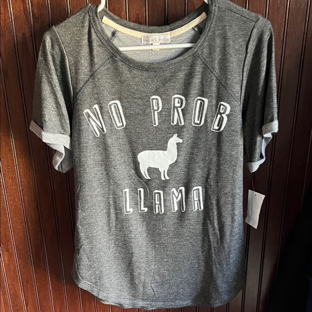 NWT No Prob Llama Graphic Tee - Dark Gray size XS